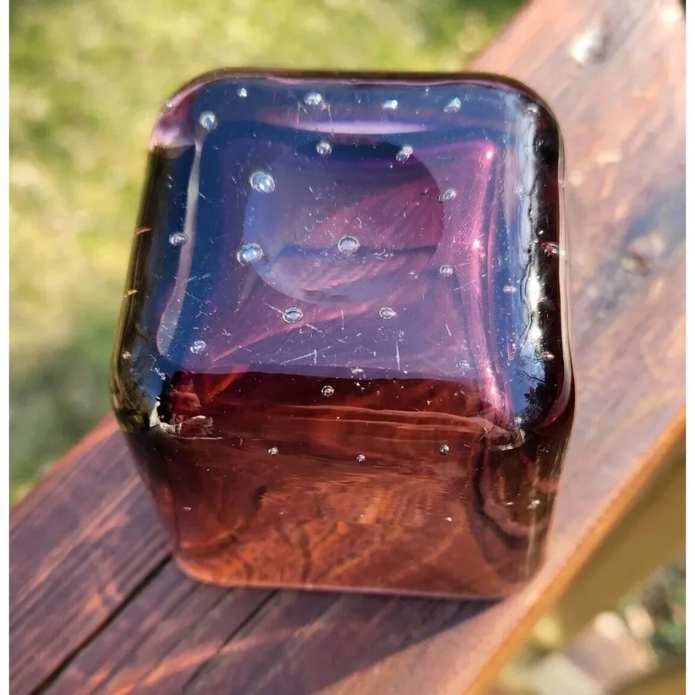 Carl Erickson Purple Sommerso Bullicante Glass Controlled Bubble Cigarette Vase